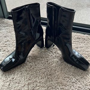Zara square toe patent boots (6 1/2)
